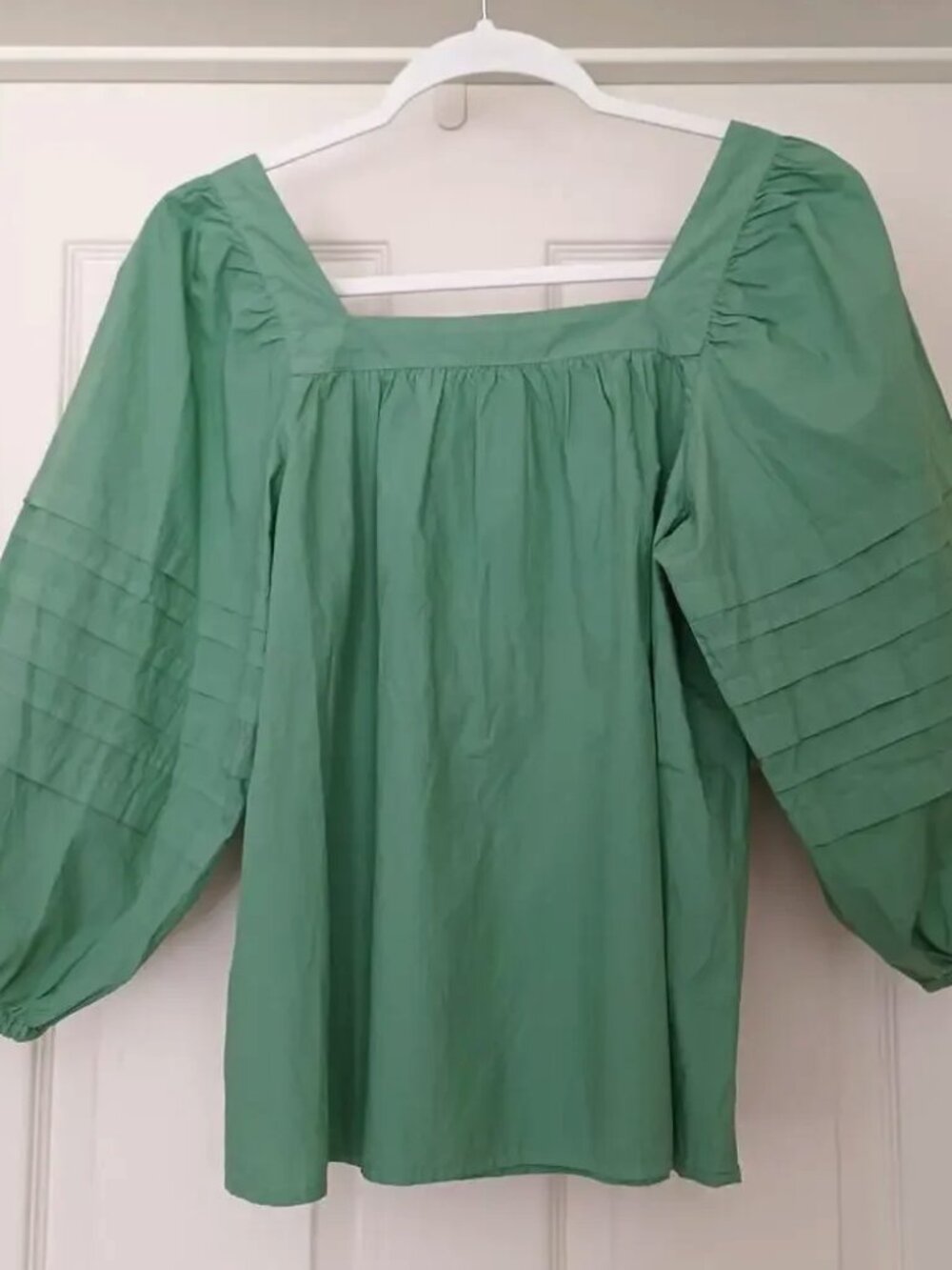 NWT Madewell Square Neck Pleat Sleeve Top Pale Evergreen S - Picture 5 of 12